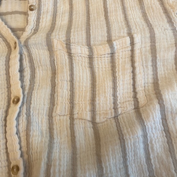 RSQ Beige Striped Button Down Shirt - Picture 8 of 9